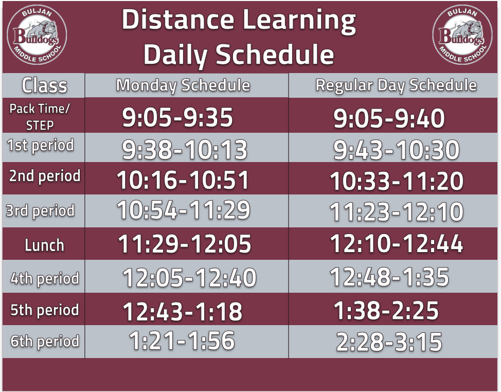 Bell Schedule - George A. Buljan Middle